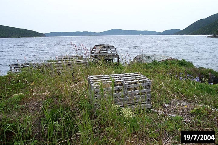 Lobster pots left by 20th-century fishermen at Biche Arm West.